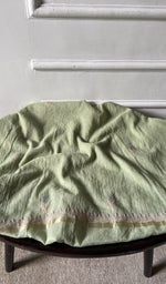 bottom laid out, green pure mul chanderi