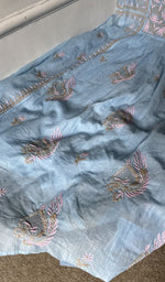 Gala and front placket, fine chikankari with haath ki jaali on semi stitch gathers s