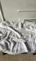 Bottom fabric draped over the stool
