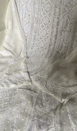 fine front and back jaaldar chikankari anarkali across the body of the kurta
