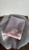 Inara — Grey Pure Organza Silk Chikankari 2 Pc Unstitched Suit Set