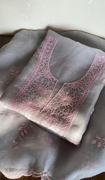 Folded grey organza silk kurta, second view