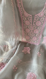 Chikankari worked by hand on organza silk