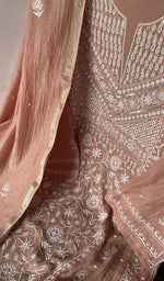 Fine front and back chikankari anarkali with haath ki jaali across the body of the kurta piece
