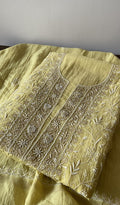 Maha — Yellow Pure Maheshwari Mul Chanderi Chikankari 2 Pc Unstitched Suit Set