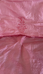 Folded pink tussar silk kurta fabric, second view