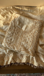 Folded beige tussar silk kurta, second view