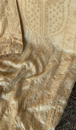 Fine, ek and do taar jaaldar chikankari on the beige tussar silk