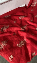 Gala and front placket, fine coloured chikankari