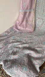 Gala and front placket, do taar and teen taar jaaldar chikankari with zari haath ki