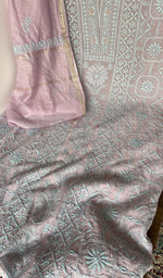 Do taar and teen taar jaaldar chikankari with zari haath ki across the body of the kurta piece