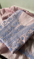 Rima z — Pink Pure Mul Chanderi Chikankari 3 Pc Unstitched Suit Set
