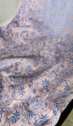 close view of the do taar and teen taar jaaldar chikankari with fine zari haath ki jaali