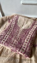Rima z — Beige Pure Mul Chanderi Chikankari 3 Pc Unstitched Suit Set