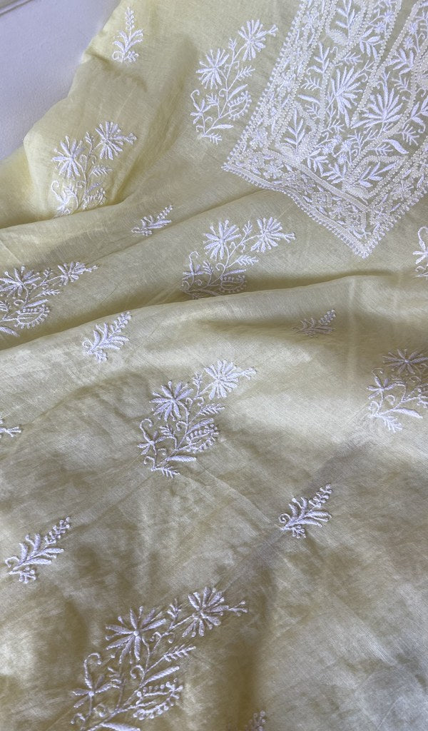 Gala and front panel worked in fine chikankari
