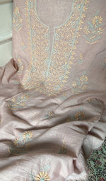Load image into Gallery viewer, Border and hem of the dusty pink mul chanderi