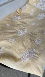 Gala and front placket, fine contrast chikankari
