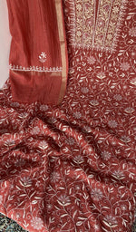 Gala and front placket, do taar and teen taar chikankari with haath ki jaali