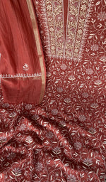 Do taar and teen taar chikankari with haath ki jaali across the body of the kurta piece