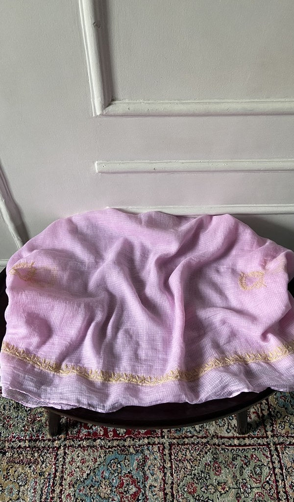 lilac pure kota cotton, full piece laid out