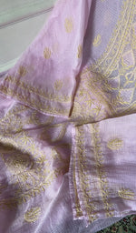 Load image into Gallery viewer, do taar and teen taar chikankari on lilac pure kota cotton