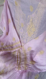 Load image into Gallery viewer, dupatta chikankari detail, lilac pure kota cotton