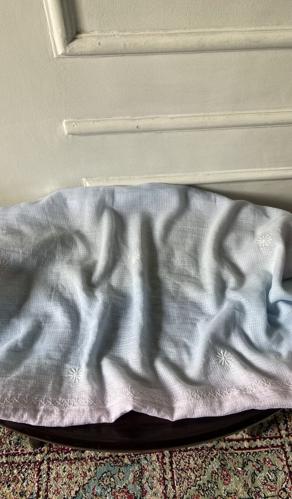 blue grey pure kota cotton, full piece laid out