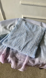 border and hem of the blue kurta piece