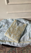 Rishana Pale Blue Pure Kota Cotton Chikankari 3 Pc Semi-Stitched Suit Set