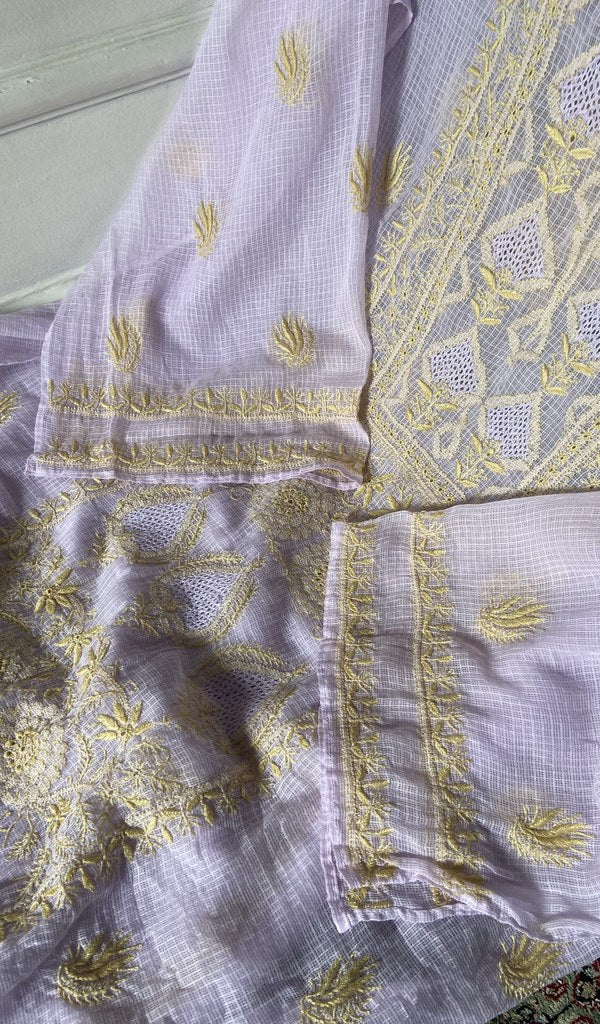do taar and teen taar chikankari on ivory pure kota cotton