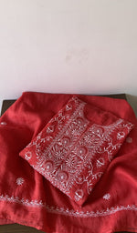 Gala and neckline of the red kurta