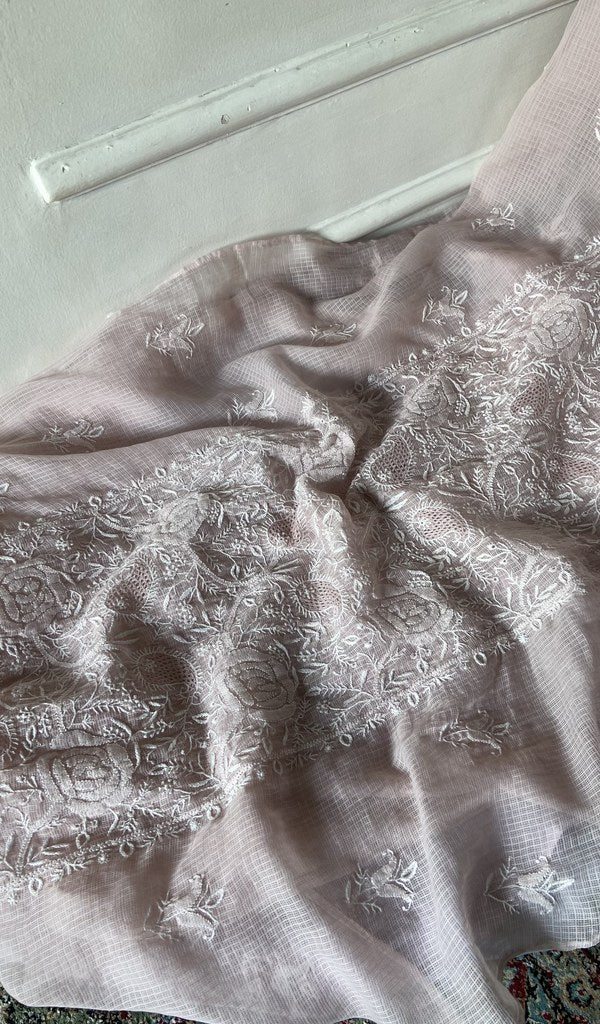 gala and front chikankari on blush pink pure kota cotton
