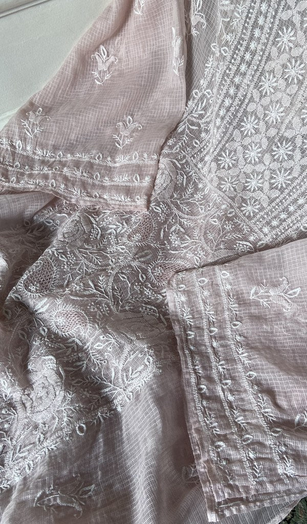 do taar and teen taar chikankari on blush pink pure kota cotton