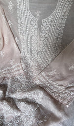 Load image into Gallery viewer, close view of the hand embroidery, blush pink pure kota cotton