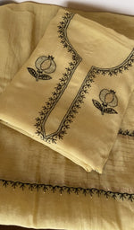 Folded butter yellow mul chanderi kurta, second view