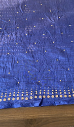 Hand embroidery on royal blue mul chanderi