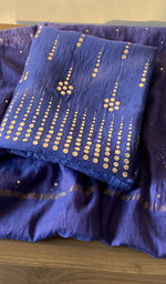 Folded royal blue mul chanderi kurta, second view