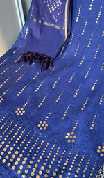Royal blue mul chanderi kurta, close view of the embroidery