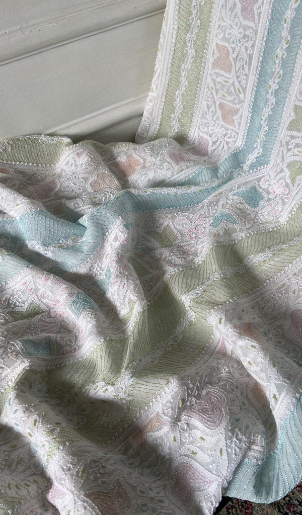 front back chikankari anarkali across the kurta