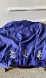 fabric laid out, blue pure mul chanderi