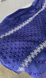 gala and front panel, fine chikankari on panel and motifs highlighted with heavy beads sequins and cutdana