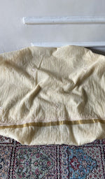 将图像加载到图库查看器中， Pale lemon mul chanderi chikankari 3 pc unstitched suit set laid out