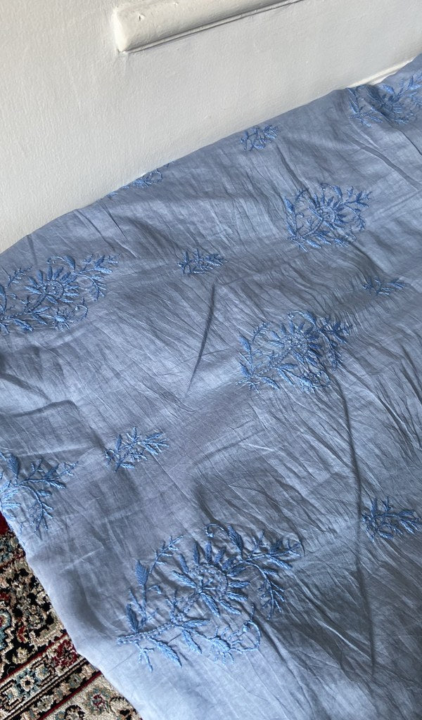 Chikankari across the body of the light kurta piece