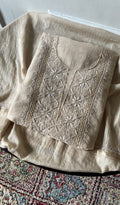 Arisha — Beige Cream Mul Chanderi Chikankari 3 Pc Unstitched Suit Set