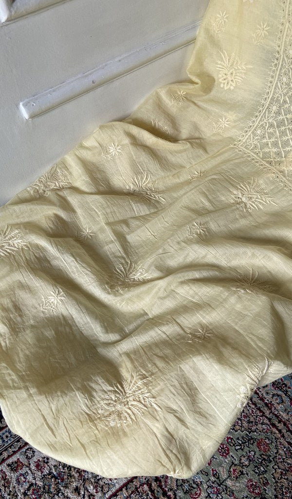 Gala and front panel worked in fine chikankari