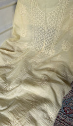 Load image into Gallery viewer, Border and hem of the lemon yellow mul chanderi