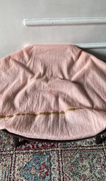 bottom laid out, peach pure mul chanderi