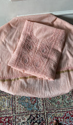 jaali and motif detail, peach pure mul chanderi