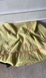 bottom laid out, green pure mul chanderi