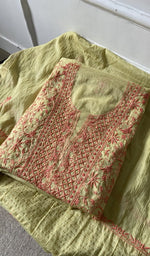 jaali and motif detail, green pure mul chanderi